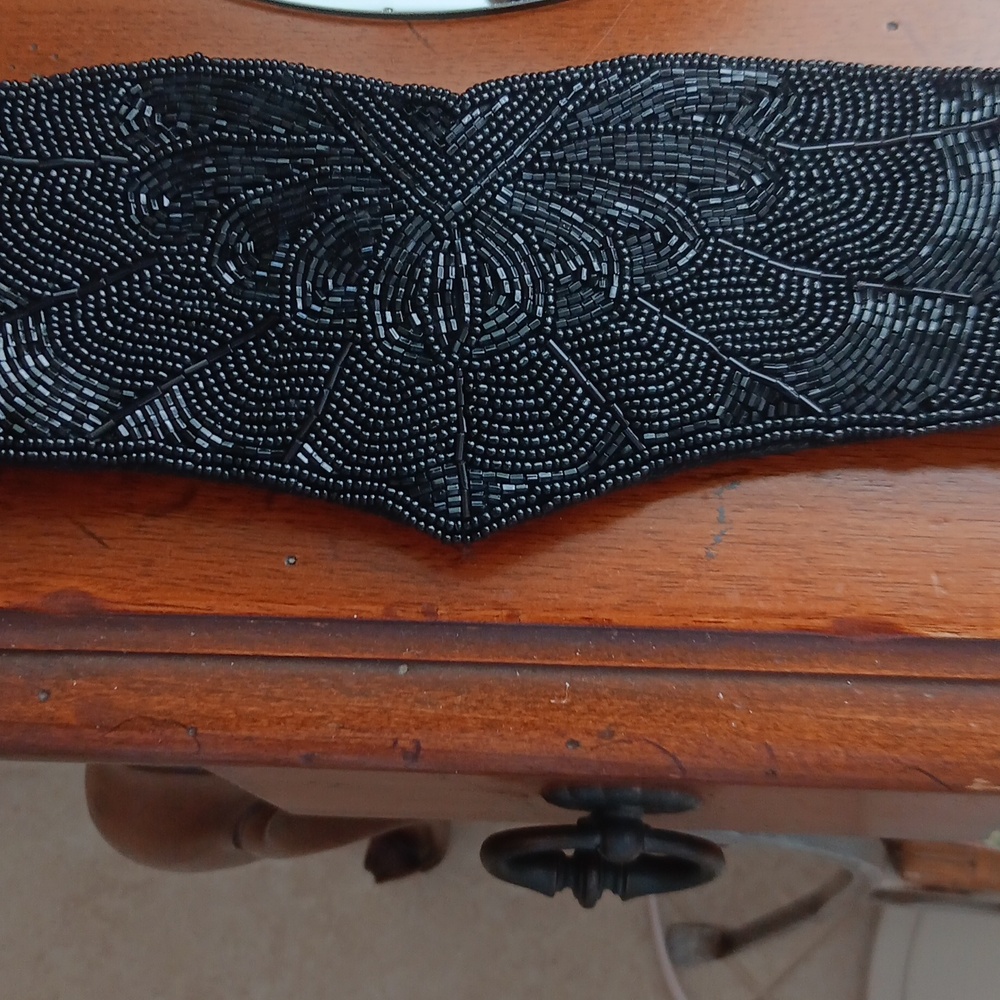 Vintage Elegant Black Beaded Women's Evening Belt .